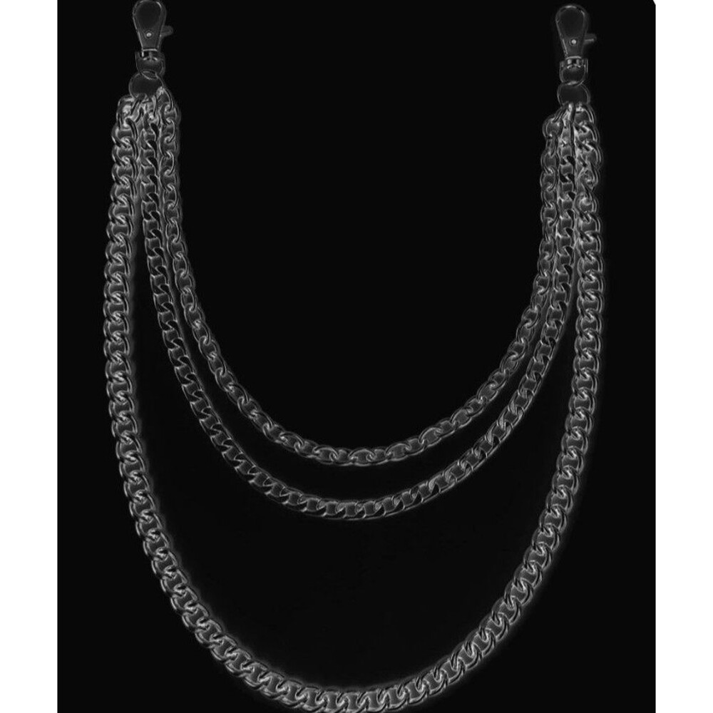 Silver Belt Wallet Chain for Men - Stainless Steel Pants Pocket Keychain , Du...